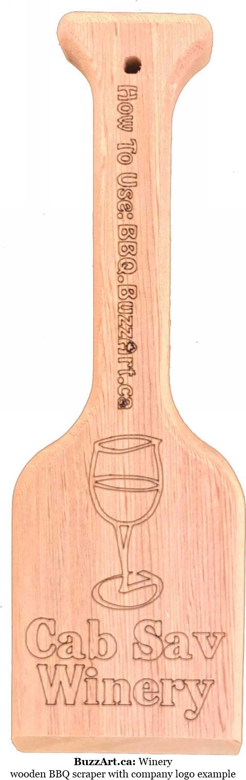 wooden BBQ scraper with company logo example 